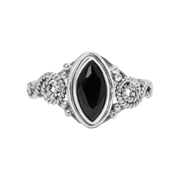 Stunning Black Tourmaline Stone Ring - 925 Sterling Silver Statement Ring for Women