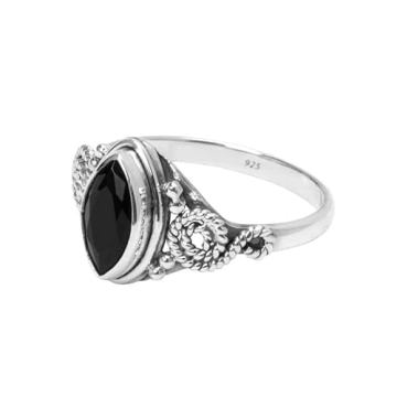 Elegant Black Tourmaline Sterling Silver Ring for Women