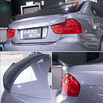 AeroBon Real Carbon Fiber Trunk Spoiler for 2005-2012 BMW 3-Series E90 Sedan