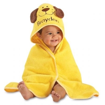 Lillian Vernon Hooded Animal Personalized Towel - Yellow Puppy, 100% Cotton, Large Size, Custom Embr...