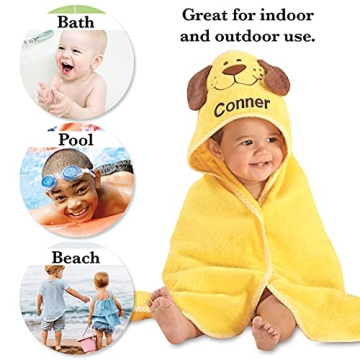Lillian Vernon Personalized Hooded Baby Towel - Yellow Puppy
