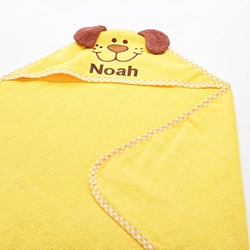 Lillian Vernon Personalized Hooded Baby Towel - Yellow Puppy