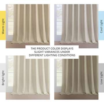 HPD Half Price Drapes Heritage Plush Velvet Curtains 108 Inches Long Room Darkening Curtains for Bedroom & Living Room 50W x 108L, (1 Panel), Au Lait Creme