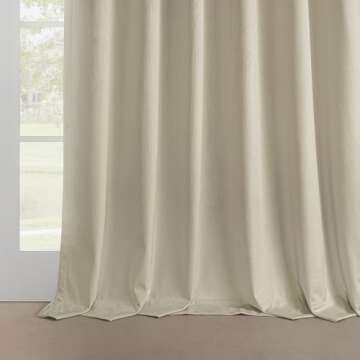 HPD Half Price Drapes Heritage Plush Velvet Curtains 108 Inches Long Room Darkening Curtains for Bedroom & Living Room 50W x 108L, (1 Panel), Au Lait Creme