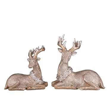Gold Tone Glitter Reindeer Set - Perfect Christmas Gift