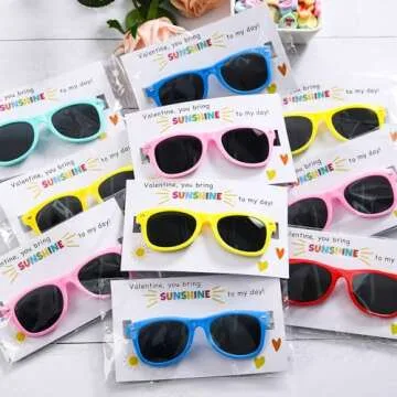 Cool Valentine's Day Sunglasses for Kids 12 Pack with Cards