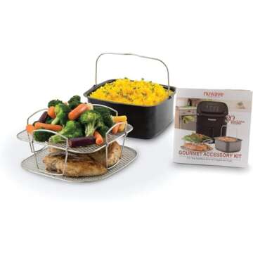 Nuwave PAN & Reversible 6QT BRIO 6 QT Air Fryer Accessories (Baking Pan + Rack)