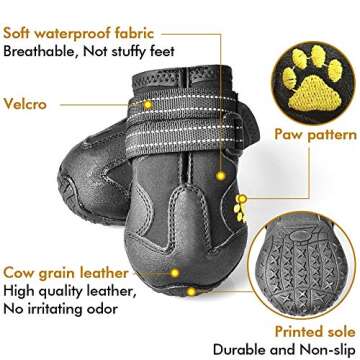XSY&G Waterproof Dog Boots for Large Dogs - Non-Slip Shoes