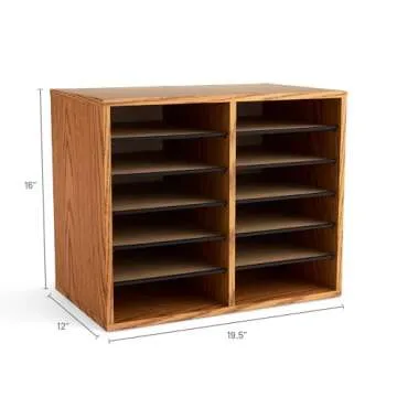 Safco Wooden Paper and Mail Organizer with Adjustable Shelves