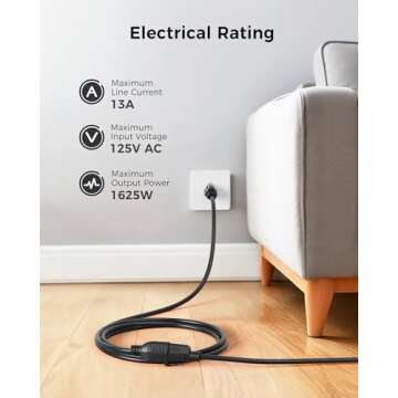 [UL Listed] Cable Matters 2-Pack 16 AWG Heavy Duty 13A Power Extension Cord - 3ft, 3 Prong Power Cor...