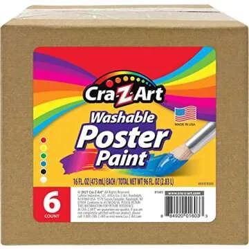 Cra-Z-Art Washable Poster Paint Bulk, Assorted Colors 16oz each bottle, 6 count