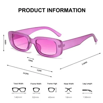 BUTABY Retro Rectangle Sunglasses with UV400 Protection