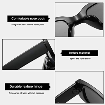 BUTABY Retro Rectangle Sunglasses with UV400 Protection