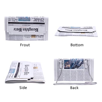 Unique KUANG! Newspaper Evening Handbag Clutch for Ladies
