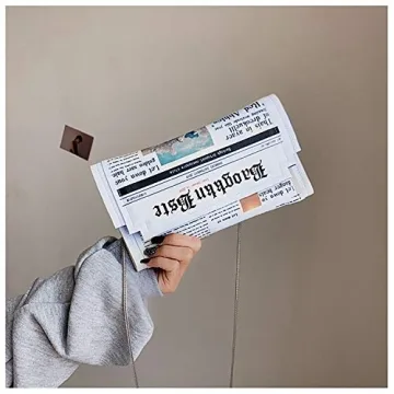 Unique KUANG! Newspaper Evening Handbag Clutch for Ladies