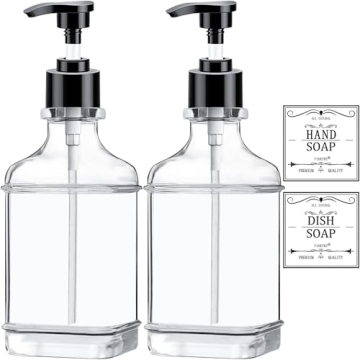 Clear Soap Dispenser with Waterproof Labels, 18 Oz
