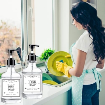 Clear Soap Dispenser with Waterproof Labels, 18 Oz