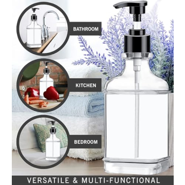 Clear Soap Dispenser with Waterproof Labels, 18 Oz