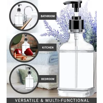 Clear Soap Dispenser with Waterproof Labels, 18 Oz