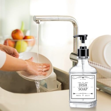 Clear Soap Dispenser with Waterproof Labels, 18 Oz
