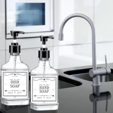 Clear Soap Dispenser with Waterproof Labels, 18 Oz