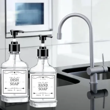 Clear Soap Dispenser with Waterproof Labels, 18 Oz