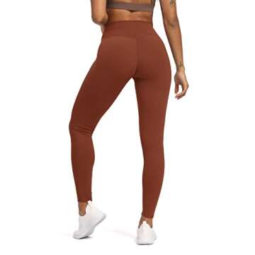 Aoxjox High Waisted Workout Leggings for Women Tummy Control High Rise Scrunch Buttery Soft Scarlett Yoga Pants 27" (Cherry Mahogany, Medium)