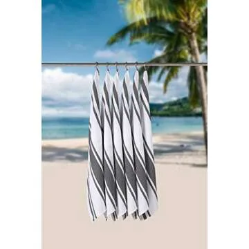Heavy Duty Oversized Kitchen Towels & Dishcloth (Set of 6 Charcoal 18x28) Highly Absorbent, Professional Grade Cotton Tea Towels for Everyday Cooking and Baking- Modern Clean Striped Pattern