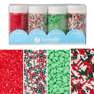 Christmas Sprinkles 4 Pack - Edible Holiday Sprinkle Mix for Baking
