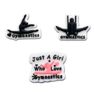 Wlyosvje 8Pcs Gymnast Shoe Charms for Clog Sandals, Gymnastics Decoration Charms