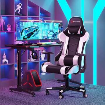 Devoko Ergonomic Gaming Chair Racing Style Adjustable Height High Back PC Computer Chair with Headre...