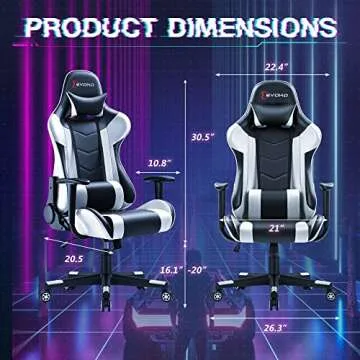 Devoko Ergonomic Gaming Chair Racing Style Adjustable Height High Back PC Computer Chair with Headrest and Lumbar Support Executive Office Chair (White)