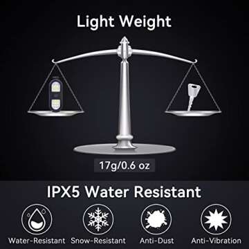 Clip on Flashlight, Running Light for Runners Rechargeable Safety Lights for Walking at Night Hands Free Flashlight Portable LED Work Light Warning Flashing Camping Hiking Walking Dog Black