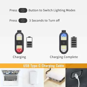 Clip on Flashlight, Running Light for Runners Rechargeable Safety Lights for Walking at Night Hands Free Flashlight Portable LED Work Light Warning Flashing Camping Hiking Walking Dog Black