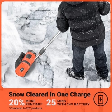 VOLTASK Cordless Snow Shovel - 24V | 11-Inch | 4-Ah Cordless Snow Blower, Battery Snow Blower with Adjustable Front Handle (4-Ah Battery & Quick Charger Included)