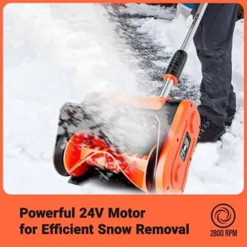 VOLTASK Cordless Snow Shovel - 24V | 11-Inch | 4-Ah Cordless Snow Blower, Battery Snow Blower with Adjustable Front Handle (4-Ah Battery & Quick Charger Included)