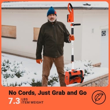 VOLTASK Cordless Snow Shovel - 24V | 11-Inch | 4-Ah Cordless Snow Blower, Battery Snow Blower with Adjustable Front Handle (4-Ah Battery & Quick Charger Included)