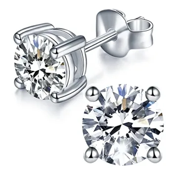 IMOLOVE Moissanite Stud Earrings | Sparkling D Color Lab Created Diamond Earrings