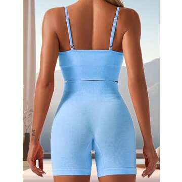 HANERDUN 2 Piece Workout Set for Women Outfit Gym High Waist Leggings with Sport Bra