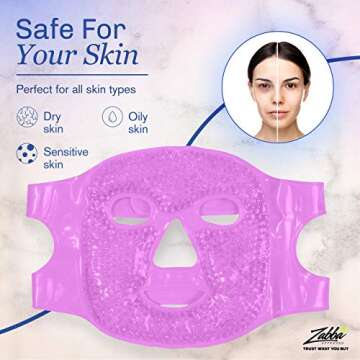 PerfeCore Facial Mask Get Rid of Puffy Eyes Migraine Relief, Sleeping, Travel Therapeutic Hot Cold Compress Pack Gel Beads, Spa Therapy Wrap for Sinus Face Puffiness Headaches Gel Mask