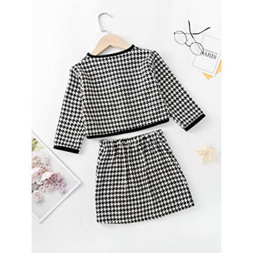Stylish WDIRARA Houndstooth Outfit for Toddler Girls