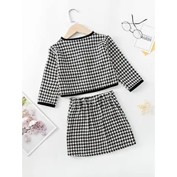 Stylish WDIRARA Houndstooth Outfit for Toddler Girls