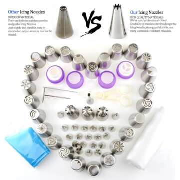 Russian Piping Tips for Cake Decorating, 88Pcs Extra Large Flower Piping Tips Set Floral Icing Nozzl...