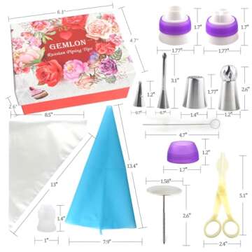Russian Piping Tips for Cake Decorating, 88Pcs Extra Large Flower Piping Tips Set Floral Icing Nozzles, Cupcake Decorating Kit with Steel Frosting Tips Pastry Tips Baking Decorating Supplies and Tools