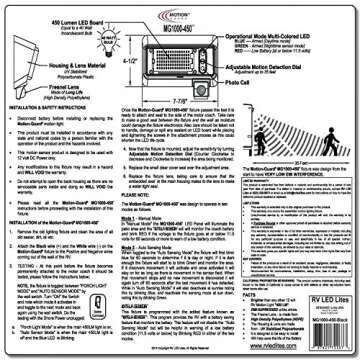 MOTION-GUARD, MG1000-450B, RV Exterior Mounted Bright LED Motion Sensor Porch Flood Light, Rated IP65 with INTELA-Sensor, Polarity Guard, Adjustable Sensitivity and EMI Suppression