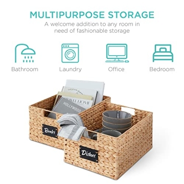 Best Choice Products Pantry Baskets Set of 2 with Chalkboard Labels