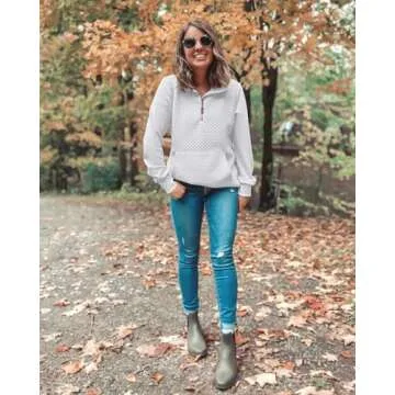 BTFBM Women Fashion Quilted Pattern Lightweight Zipper Long Sleeve Plain Casual Ladies Sweatshirts Pullovers Shirts Tops (White, Medium)