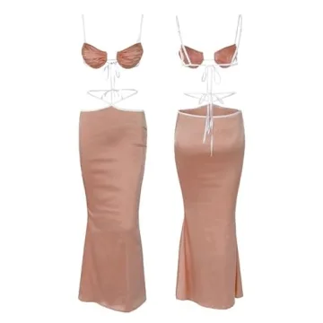Satin Spaghetti Strap Maxi Dress Set for Women