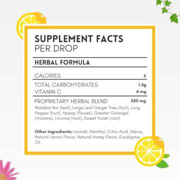 Herbion Naturals Cough Drops with Natural Honey Lemon Flavor, Sugar-Free with Stevia, Dietary Supplement, Soothes Cough, for Adults and Children Over 6 Years, 18 Drops, No Artificial Flavor or Color.