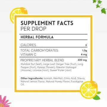 Herbion Naturals Cough Drops with Natural Honey Lemon Flavor, Sugar-Free with Stevia, Dietary Supplement, Soothes Cough, for Adults and Children Over 6 Years, 18 Drops, No Artificial Flavor or Color.